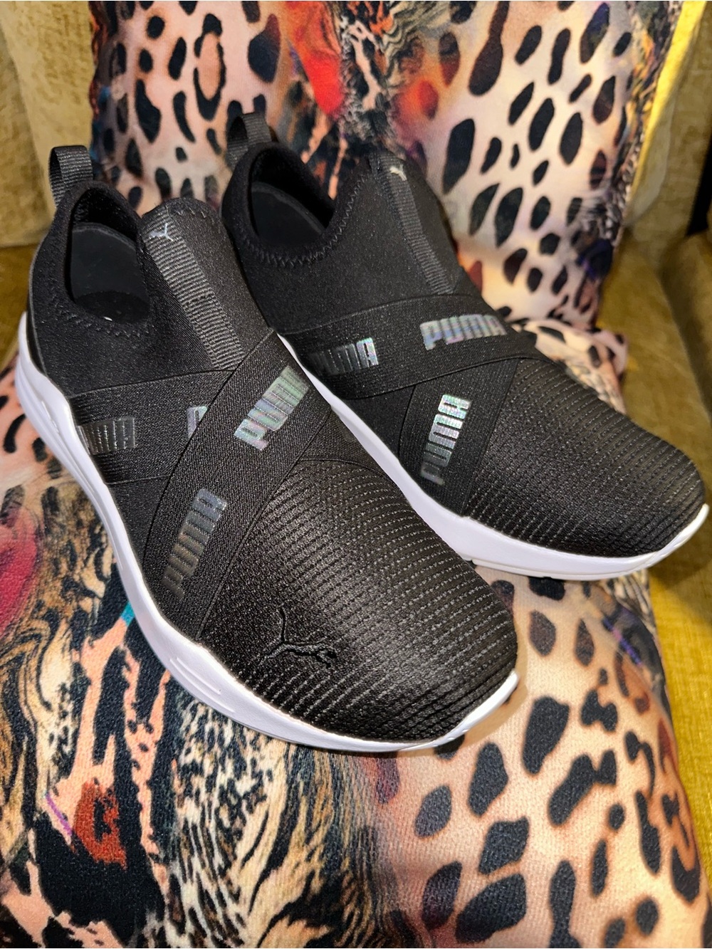 BRAND NEW w/o tags or box - Puma Black Knit Slip-On Sneakers with White Sole